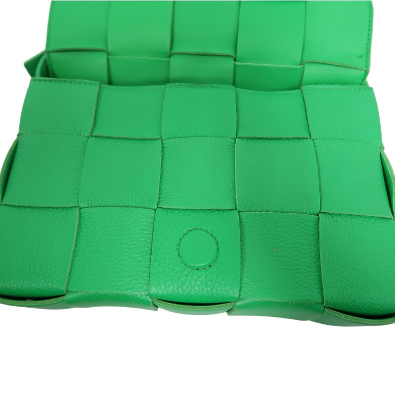 BOTTEGA VENETA Intreccio Cassette Calfskin Shoulder Bag Green