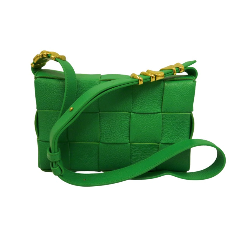 BOTTEGA VENETA Intreccio Cassette Calfskin Shoulder Bag Green