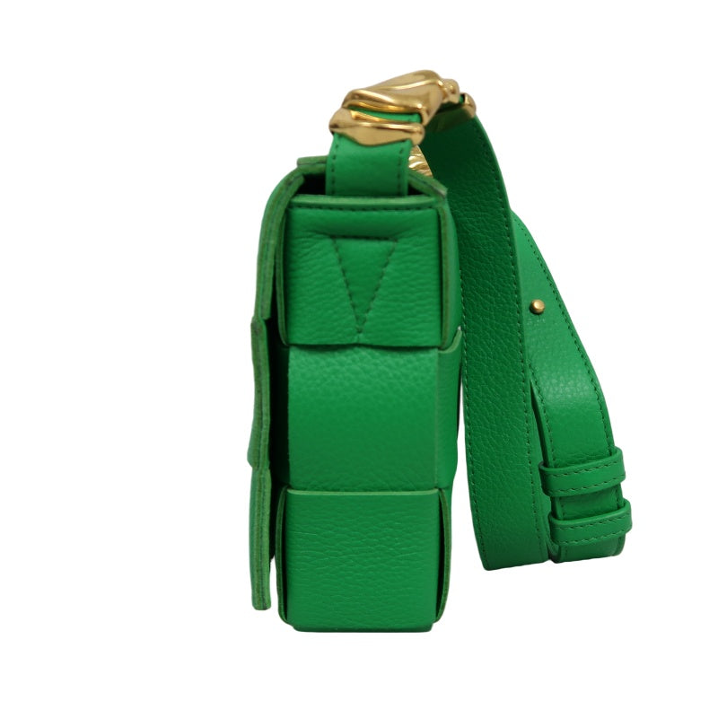 BOTTEGA VENETA Intreccio Cassette Calfskin Shoulder Bag Green