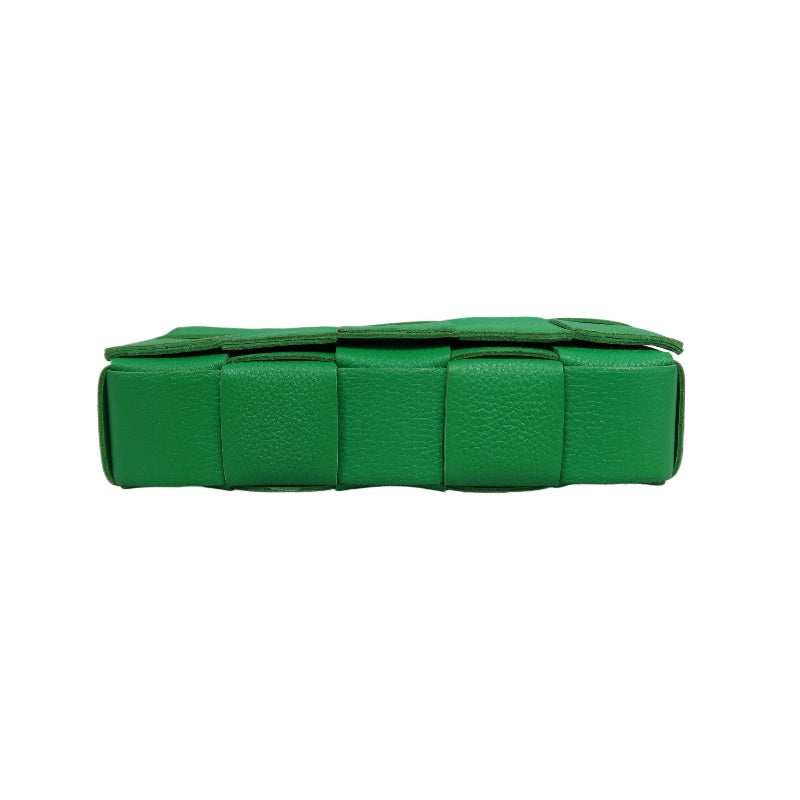 BOTTEGA VENETA Intreccio Cassette Calfskin Shoulder Bag Green