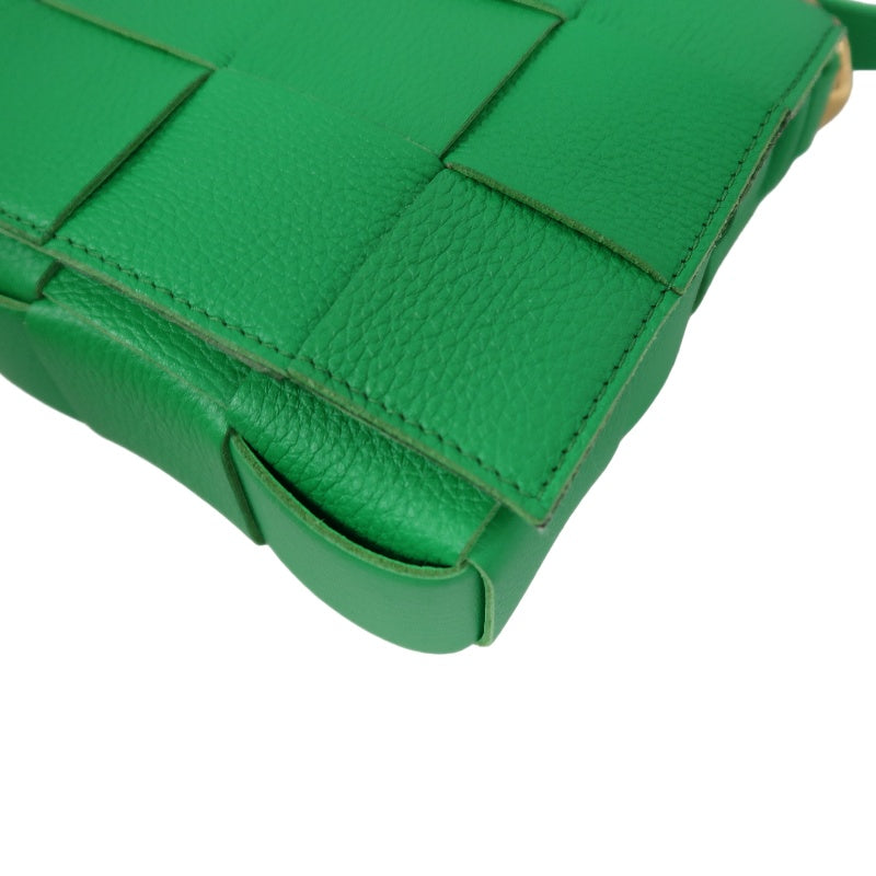 BOTTEGA VENETA Intreccio Cassette Calfskin Shoulder Bag Green
