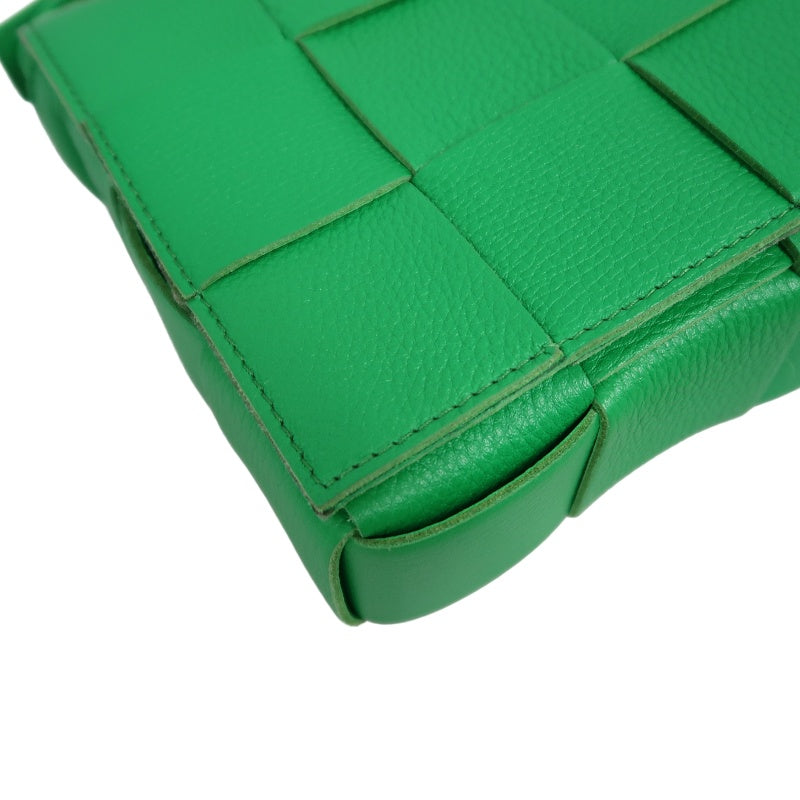 BOTTEGA VENETA Intreccio Cassette Calfskin Shoulder Bag Green