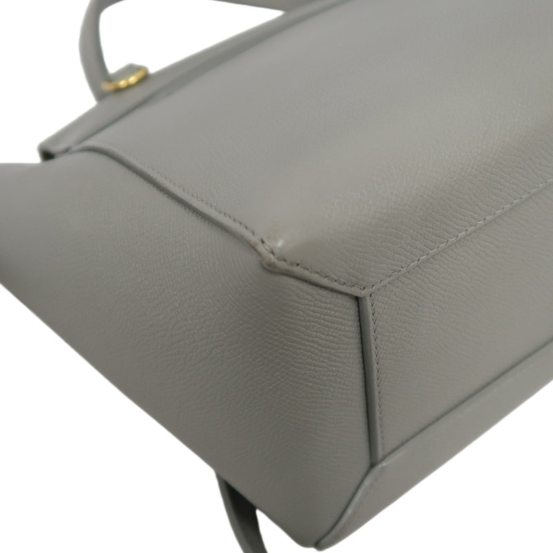 CELINE Calfskin Handbag, Grey, Gold Hardware, Includes Shoulder Strap