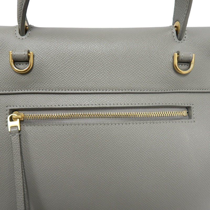 CELINE Calfskin Handbag, Grey, Gold Hardware, Includes Shoulder Strap