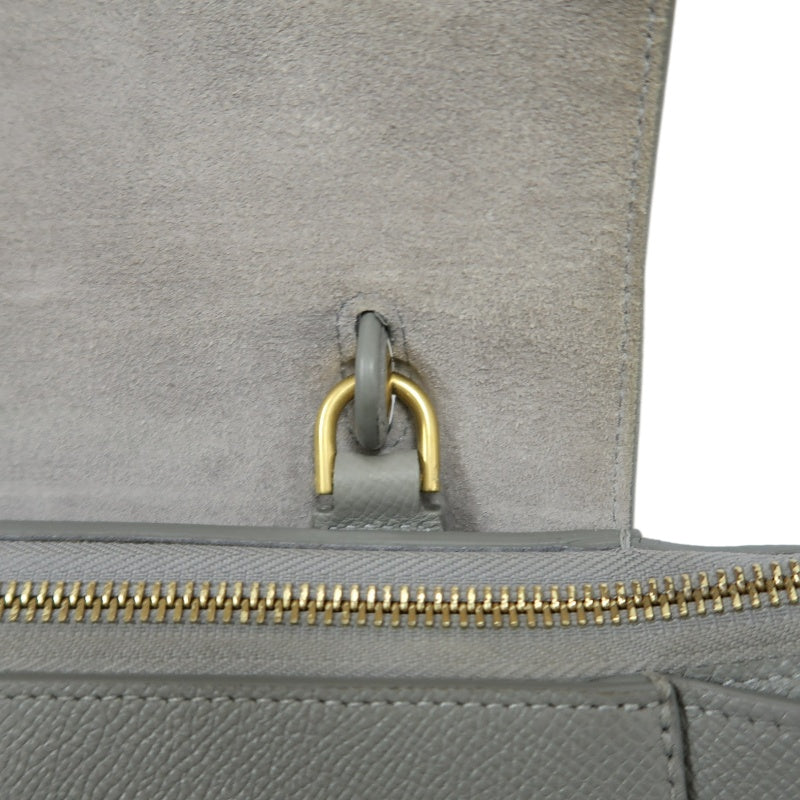 CELINE Calfskin Handbag, Grey, Gold Hardware, Includes Shoulder Strap