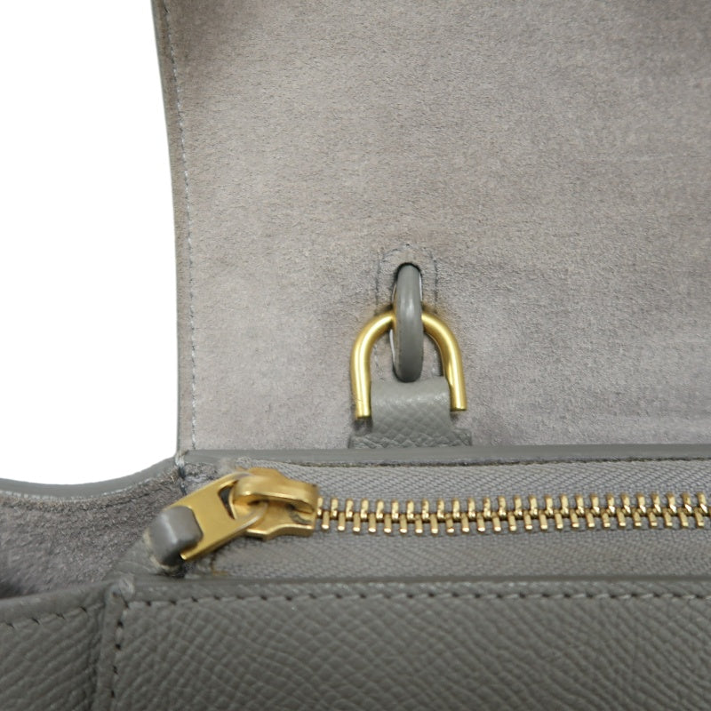 CELINE Calfskin Handbag, Grey, Gold Hardware, Includes Shoulder Strap