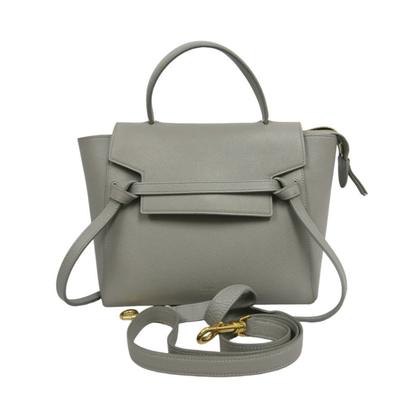 CELINE Calfskin Handbag, Grey, Gold Hardware, Includes Shoulder Strap