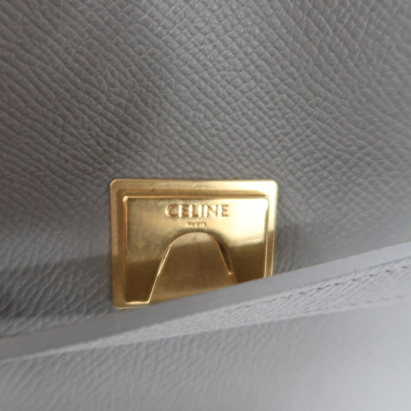 CELINE Calfskin Handbag, Grey, Gold Hardware, Includes Shoulder Strap