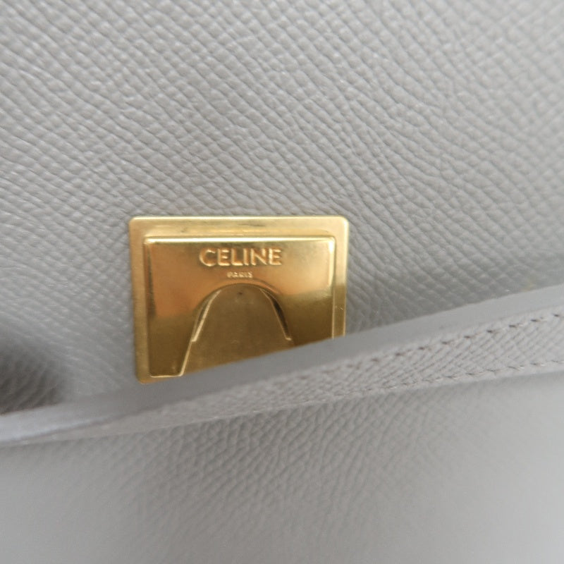 CELINE Calfskin Handbag, Grey, Gold Hardware, Includes Shoulder Strap