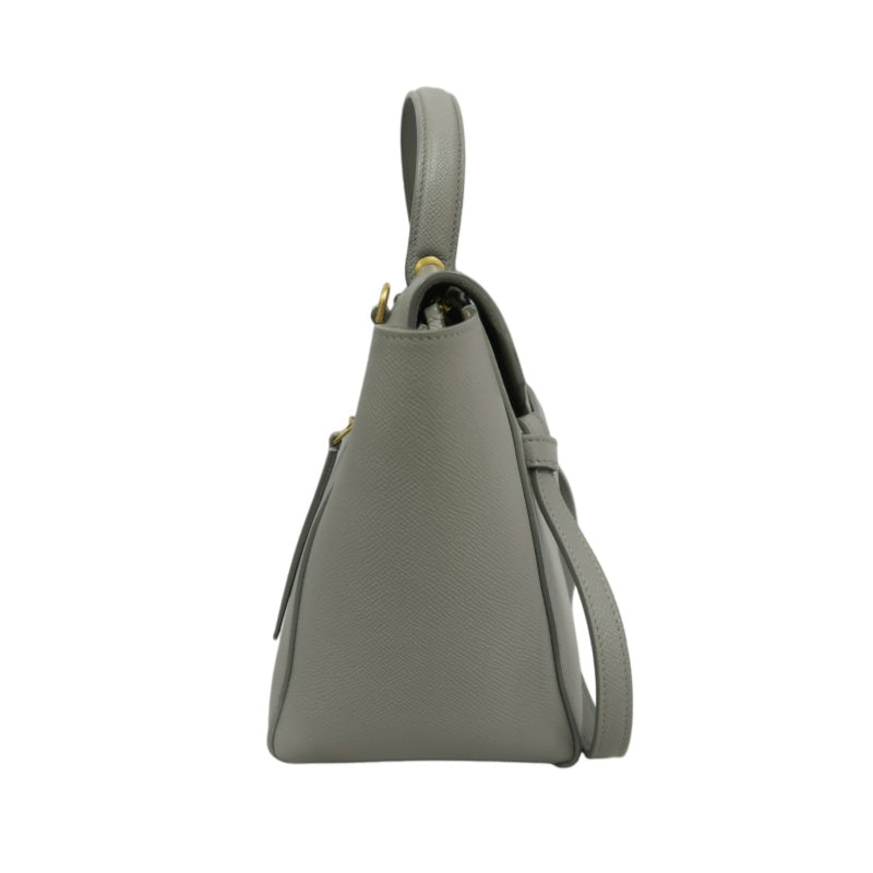 CELINE Calfskin Handbag, Grey, Gold Hardware, Includes Shoulder Strap