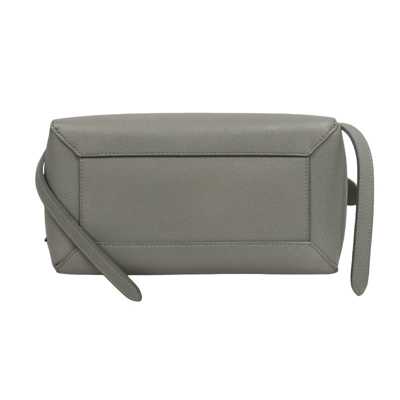 CELINE Calfskin Handbag, Grey, Gold Hardware, Includes Shoulder Strap