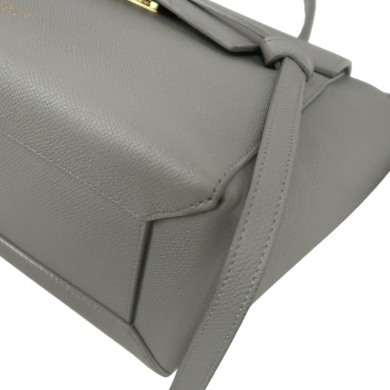 CELINE Calfskin Handbag, Grey, Gold Hardware, Includes Shoulder Strap