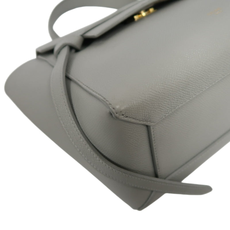 CELINE Calfskin Handbag, Grey, Gold Hardware, Includes Shoulder Strap