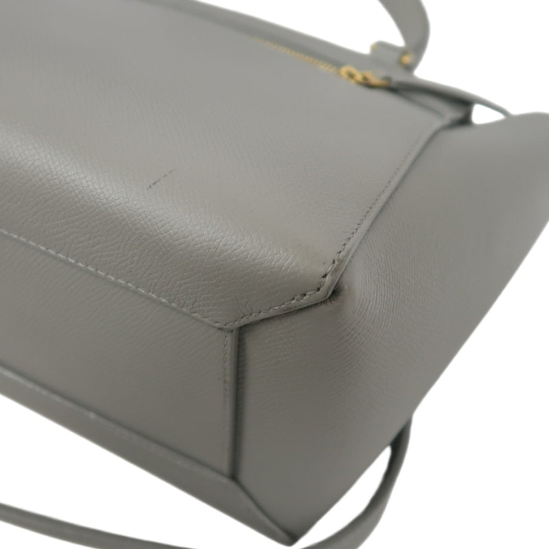 CELINE Calfskin Handbag, Grey, Gold Hardware, Includes Shoulder Strap