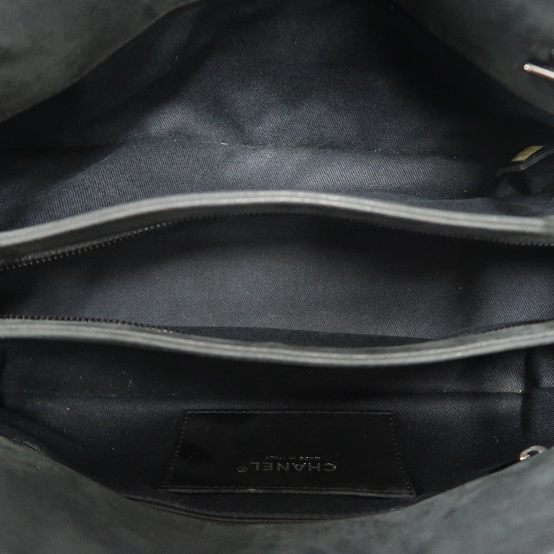CHANEL Matelasse Wild Stitch Calfskin Bowling Tote Shoulder Bag Grey Silver Hardware