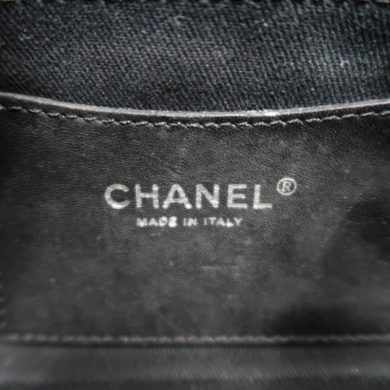 CHANEL Matelasse Wild Stitch Calfskin Bowling Tote Shoulder Bag Grey Silver Hardware