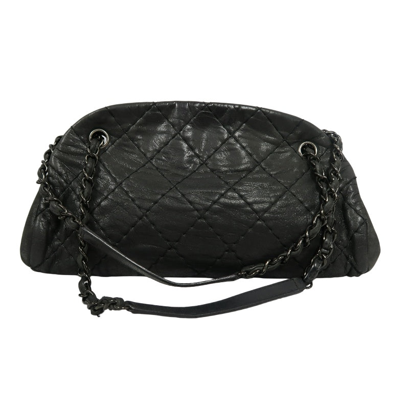 CHANEL Matelasse Wild Stitch Calfskin Bowling Tote Shoulder Bag Grey Silver Hardware