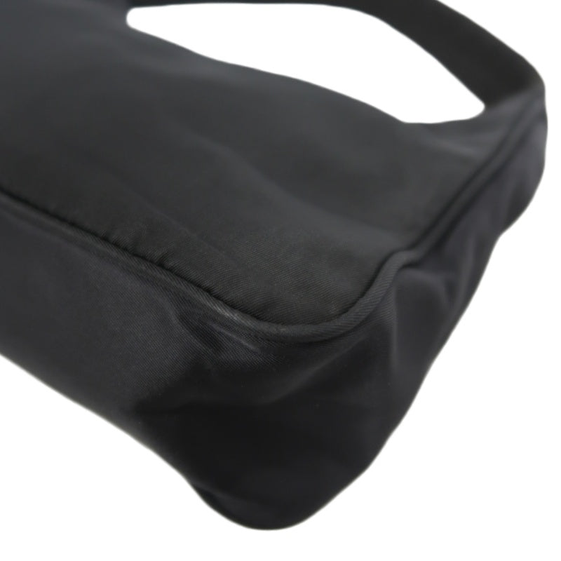 PRADA Underarm Handbag Nylon Black Silver Hardware