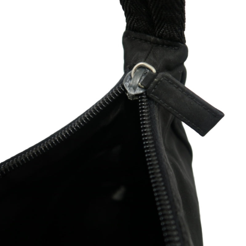 PRADA Underarm Handbag Nylon Black Silver Hardware