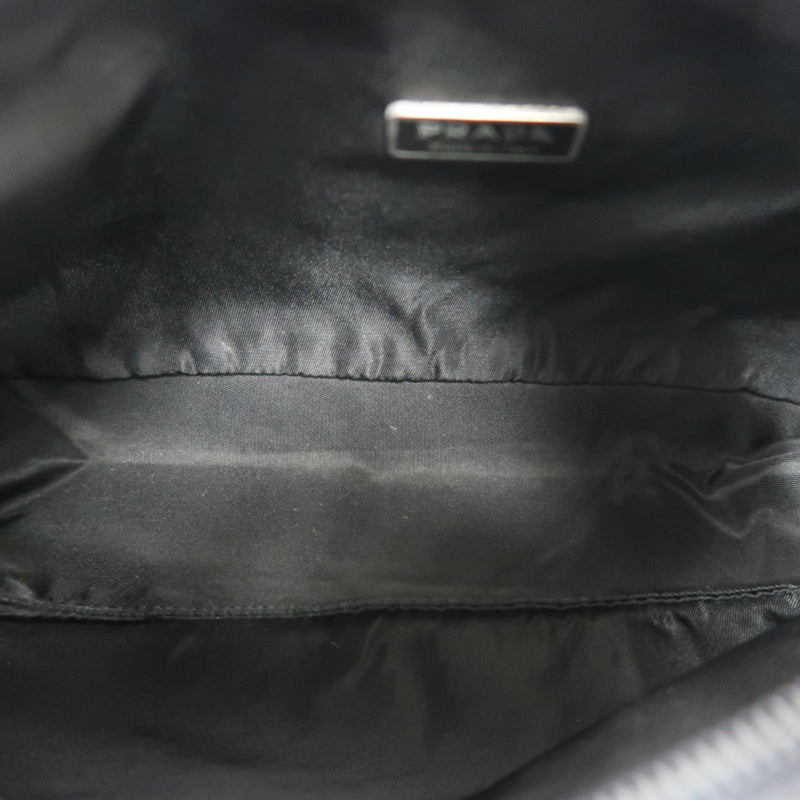 PRADA Underarm Handbag Nylon Black Silver Hardware