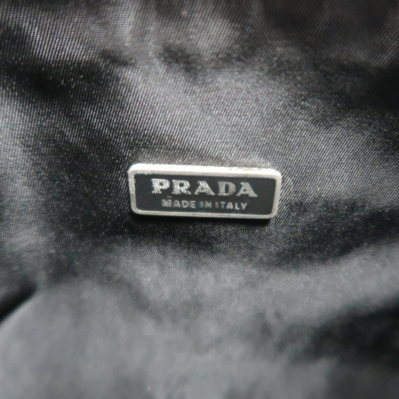 PRADA Underarm Handbag Nylon Black Silver Hardware