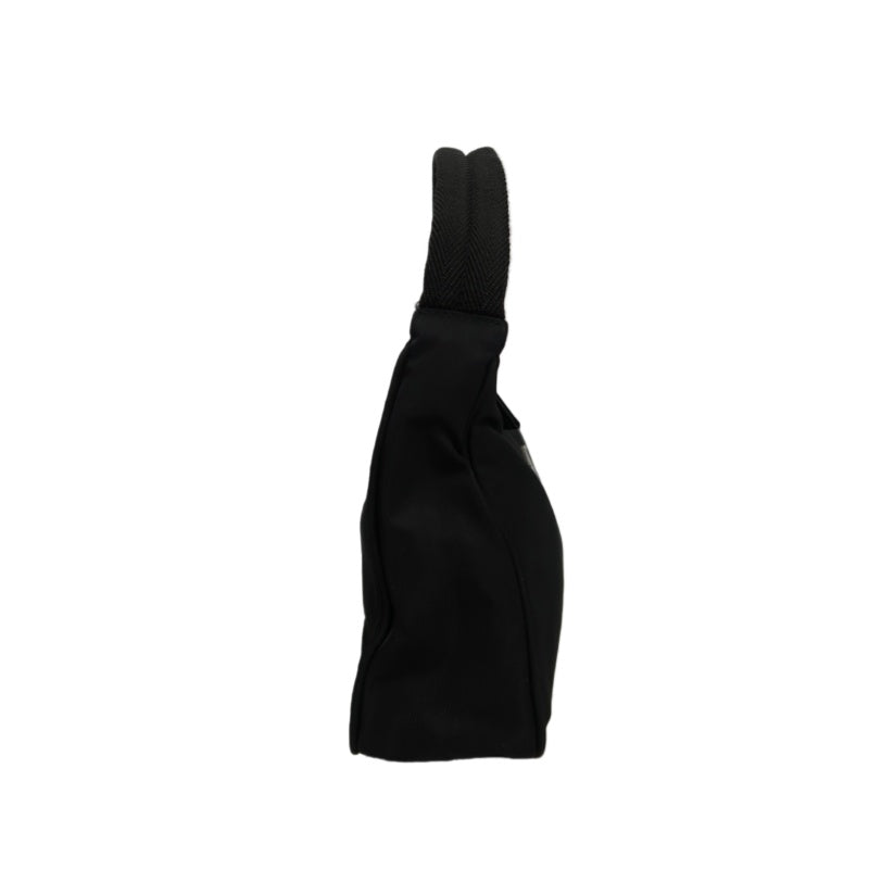 PRADA Underarm Handbag Nylon Black Silver Hardware