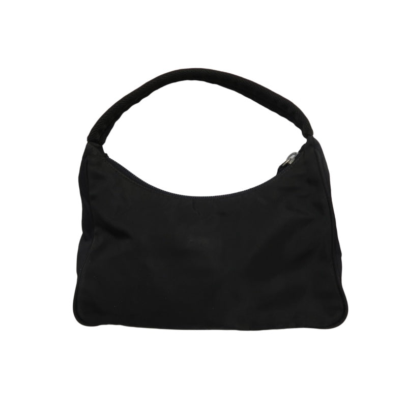 PRADA Underarm Handbag Nylon Black Silver Hardware