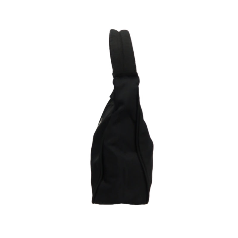 PRADA Underarm Handbag Nylon Black Silver Hardware