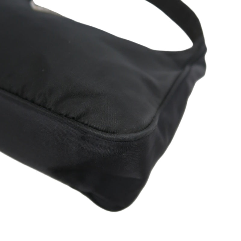 PRADA Underarm Handbag Nylon Black Silver Hardware