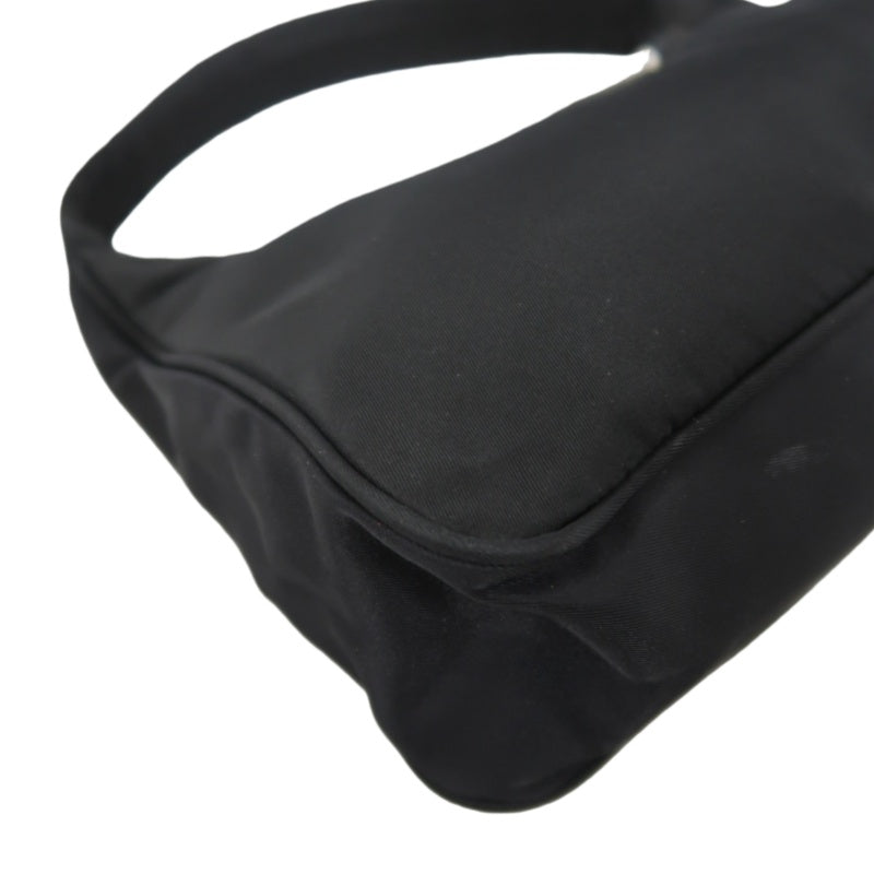 PRADA Underarm Handbag Nylon Black Silver Hardware
