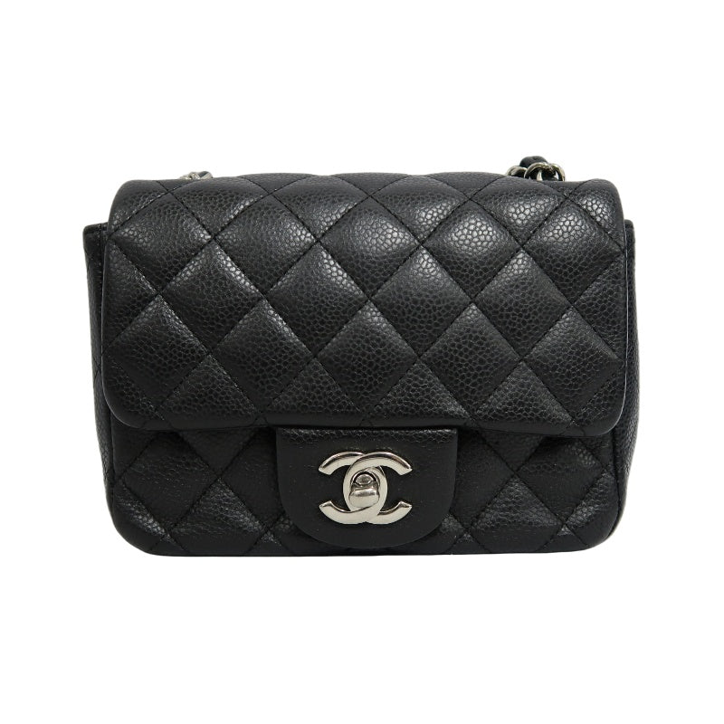 CHANEL Matelasse Cf Shoulder Bag Calfskin Black Silver Hardware