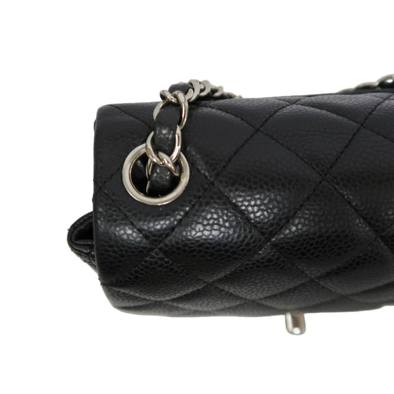 CHANEL Matelasse Cf Shoulder Bag Calfskin Black Silver Hardware