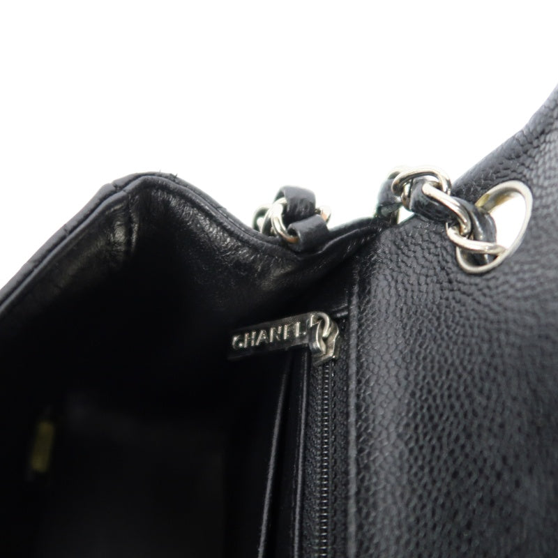 CHANEL Matelasse Cf Shoulder Bag Calfskin Black Silver Hardware