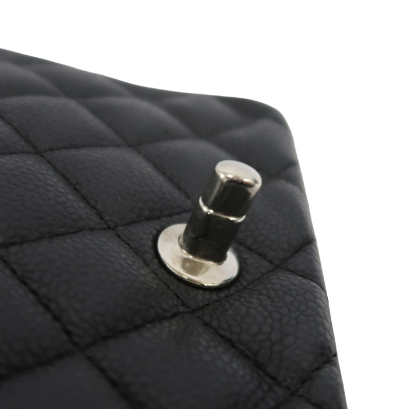 CHANEL Matelasse Cf Shoulder Bag Calfskin Black Silver Hardware