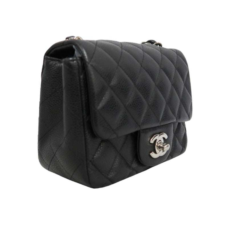 CHANEL Matelasse Cf Shoulder Bag Calfskin Black Silver Hardware