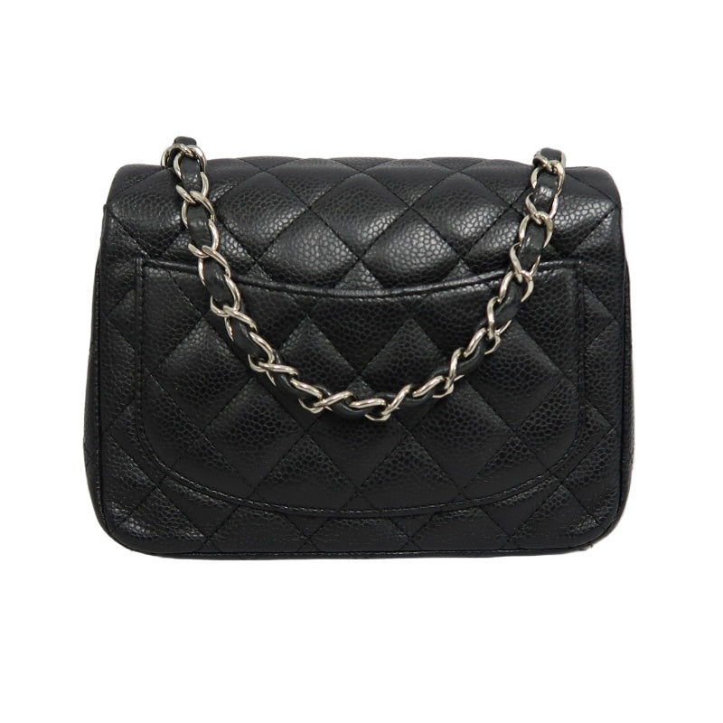 CHANEL Matelasse Cf Shoulder Bag Calfskin Black Silver Hardware