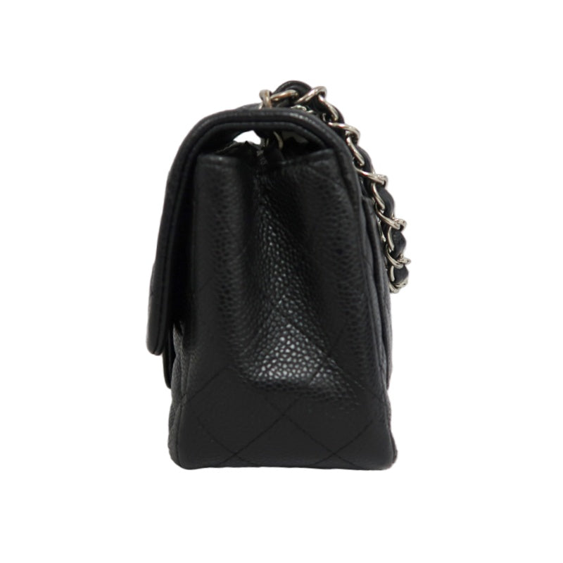 CHANEL Matelasse Cf Shoulder Bag Calfskin Black Silver Hardware