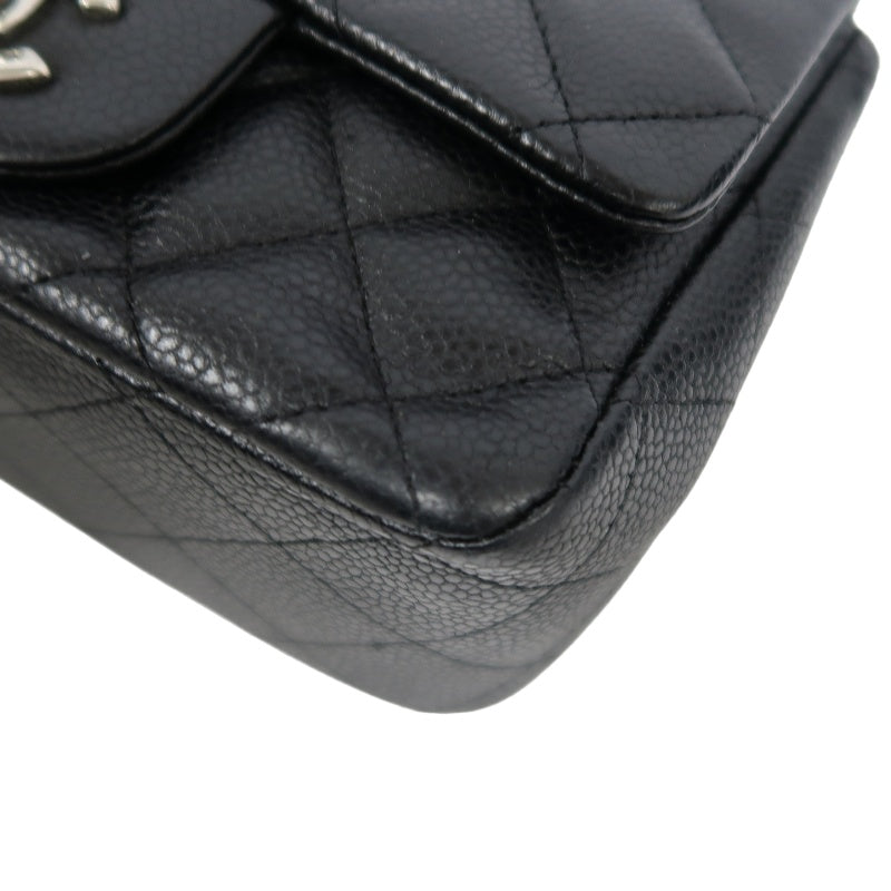CHANEL Matelasse Cf Shoulder Bag Calfskin Black Silver Hardware
