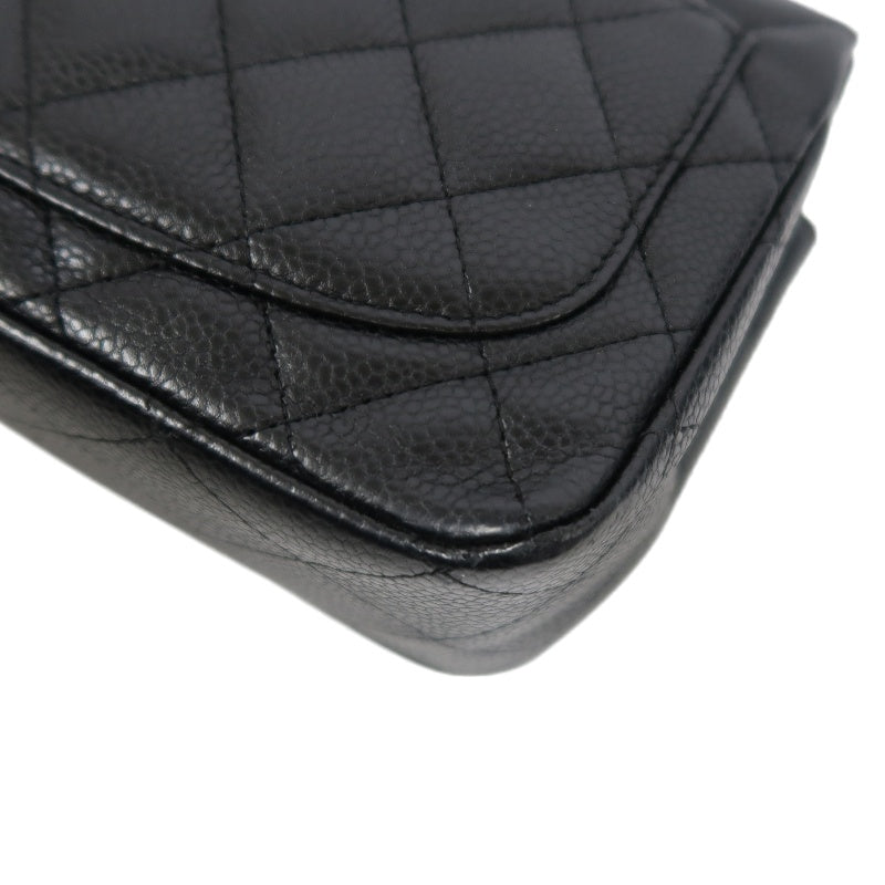 CHANEL Matelasse Cf Shoulder Bag Calfskin Black Silver Hardware
