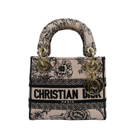 DIOR Monogram Lady Dior Canvas Handbag Off-white With Shoulder Strap