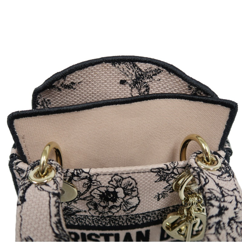 DIOR Monogram Lady Dior Canvas Handbag Off-white With Shoulder Strap