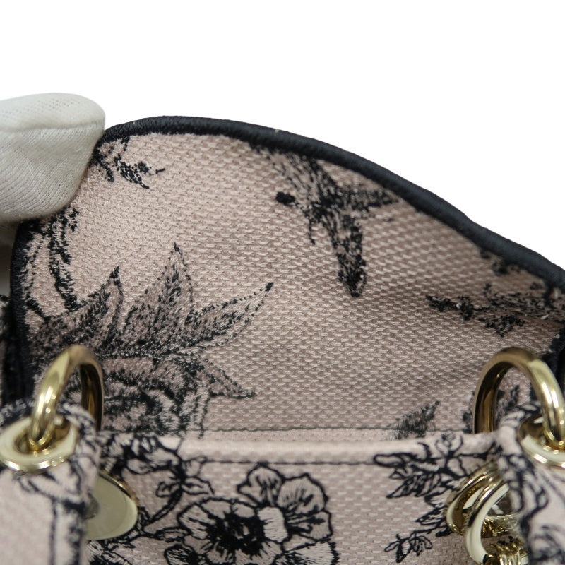 DIOR Monogram Lady Dior Canvas Handbag Off-white With Shoulder Strap