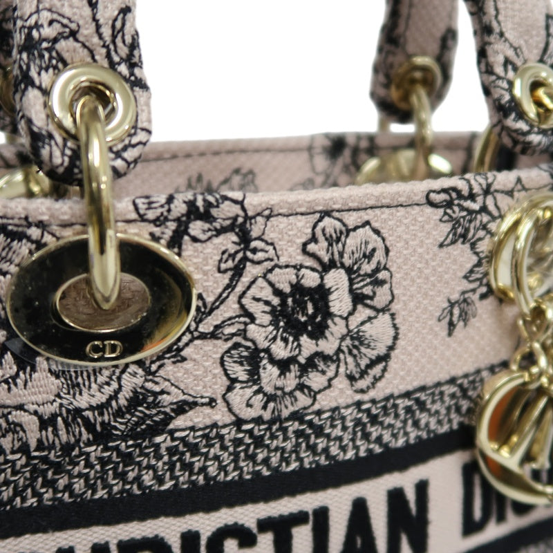 DIOR Monogram Lady Dior Canvas Handbag Off-white With Shoulder Strap