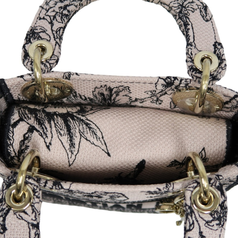DIOR Monogram Lady Dior Canvas Handbag Off-white With Shoulder Strap