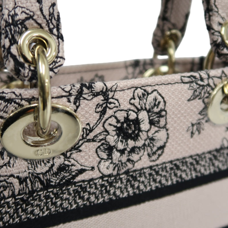 DIOR Monogram Lady Dior Canvas Handbag Off-white With Shoulder Strap
