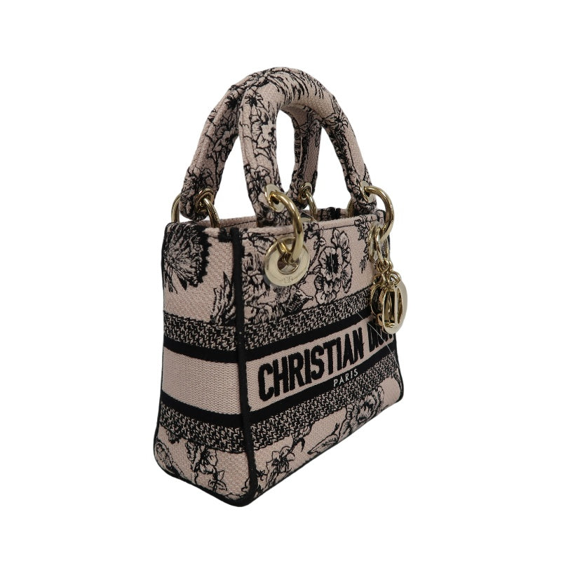 DIOR Monogram Lady Dior Canvas Handbag Off-white With Shoulder Strap