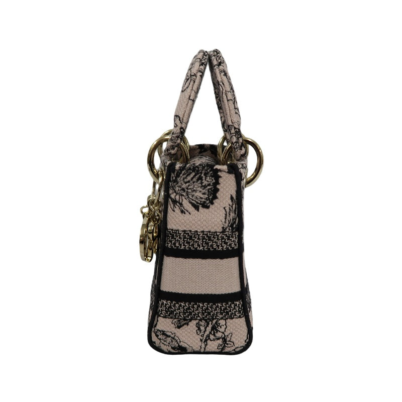 DIOR Monogram Lady Dior Canvas Handbag Off-white With Shoulder Strap