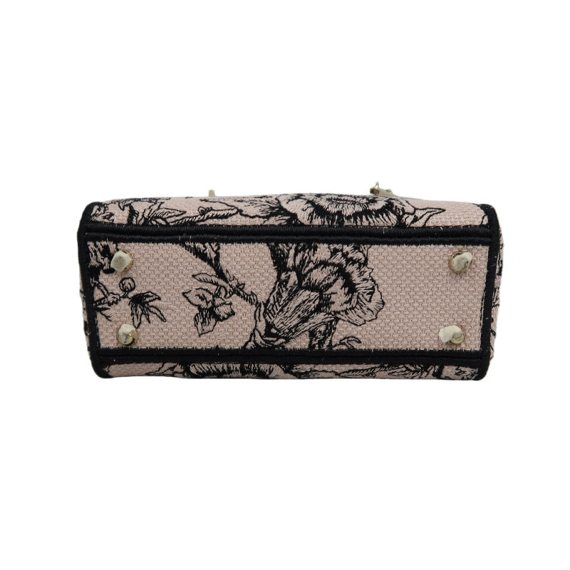 DIOR Monogram Lady Dior Canvas Handbag Off-white With Shoulder Strap