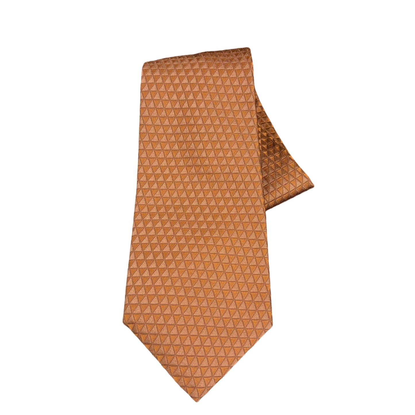 FERRAGAMO Geometric Pattern Silk Tie Brown