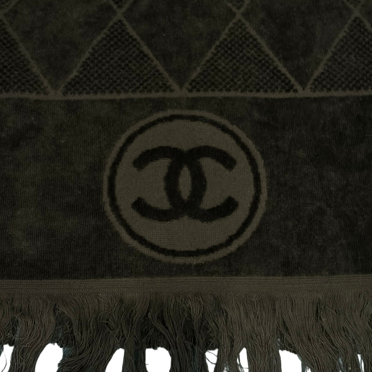 CHANEL Black Pile Fabric Oversized Scarf